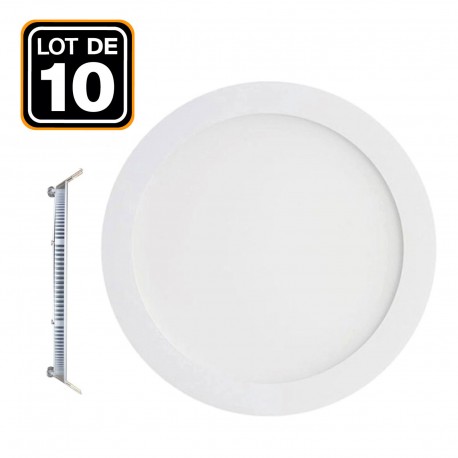 10 Spot Encastrable LED 3W Rond Extra-Plat - Blanc Froid 6000K