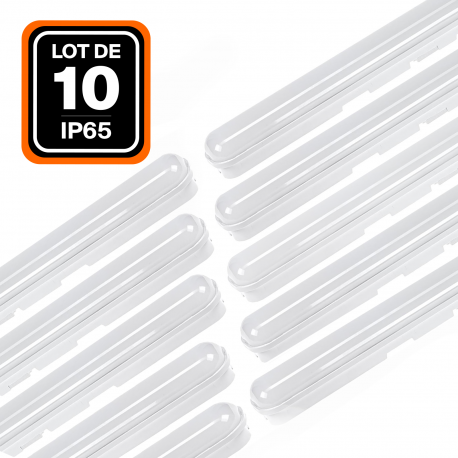 Lot de 10 boitiers étanche LED intégrées 36W Blanc Froid 6000K 120CM