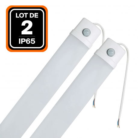 Réglette LED étanche 120cm 40W IP65 avec détecteur - Blanc Neutre