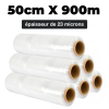 LOT DE 6 ROULEAUX FILM ÉTIRABLE TRANSPARENT 50cmx900m et épaisseur de 23 microns µ