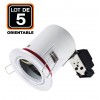 5 Supports Spot BBC Orientable Blanc IP20 avec Douille GU10