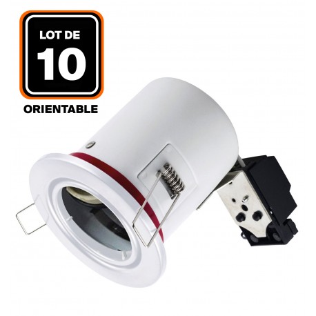 10 Supports Spot BBC Orientable Blanc IP20 avec Douille GU10