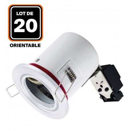 20 Supports Spot BBC Orientable Blanc IP20 avec Douille GU10