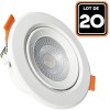 Lot de 20 Spot LED Encastrable Rond 5W - Blanc Chaud 3000K