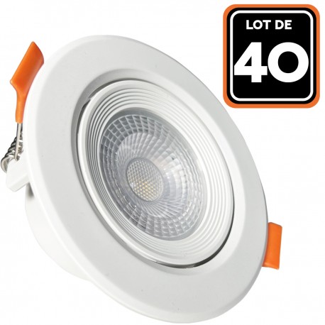 Lot de 40 Spot LED Encastrable Rond 5W - Blanc Chaud 3000K