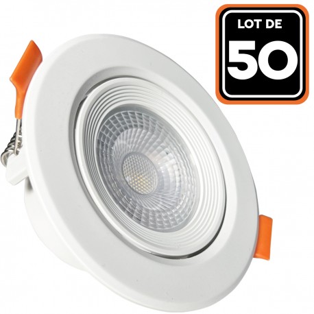 Lot de 50 Spot Encastrable LED Downlight Panel Extra-Plat 3W Blanc Froid  6000K