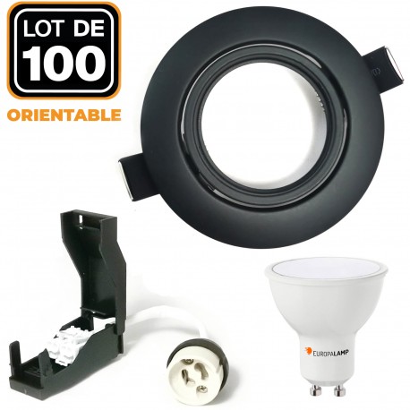 100 Spots encastrables orientables Noir Matt avec GU10 LED de 5W eqv. 40W Blanc Chaud 3000K