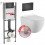 Pack Complet WC Sans Bride Bati INITIO + Cuvette blanche suspendu sans bride + Plaque Noir Soft Touch