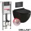 Pack Complet WC Sans Bride Bati INITIO + Cuvette noir brillant suspendu sans bride + Plaque Noir Soft Touch