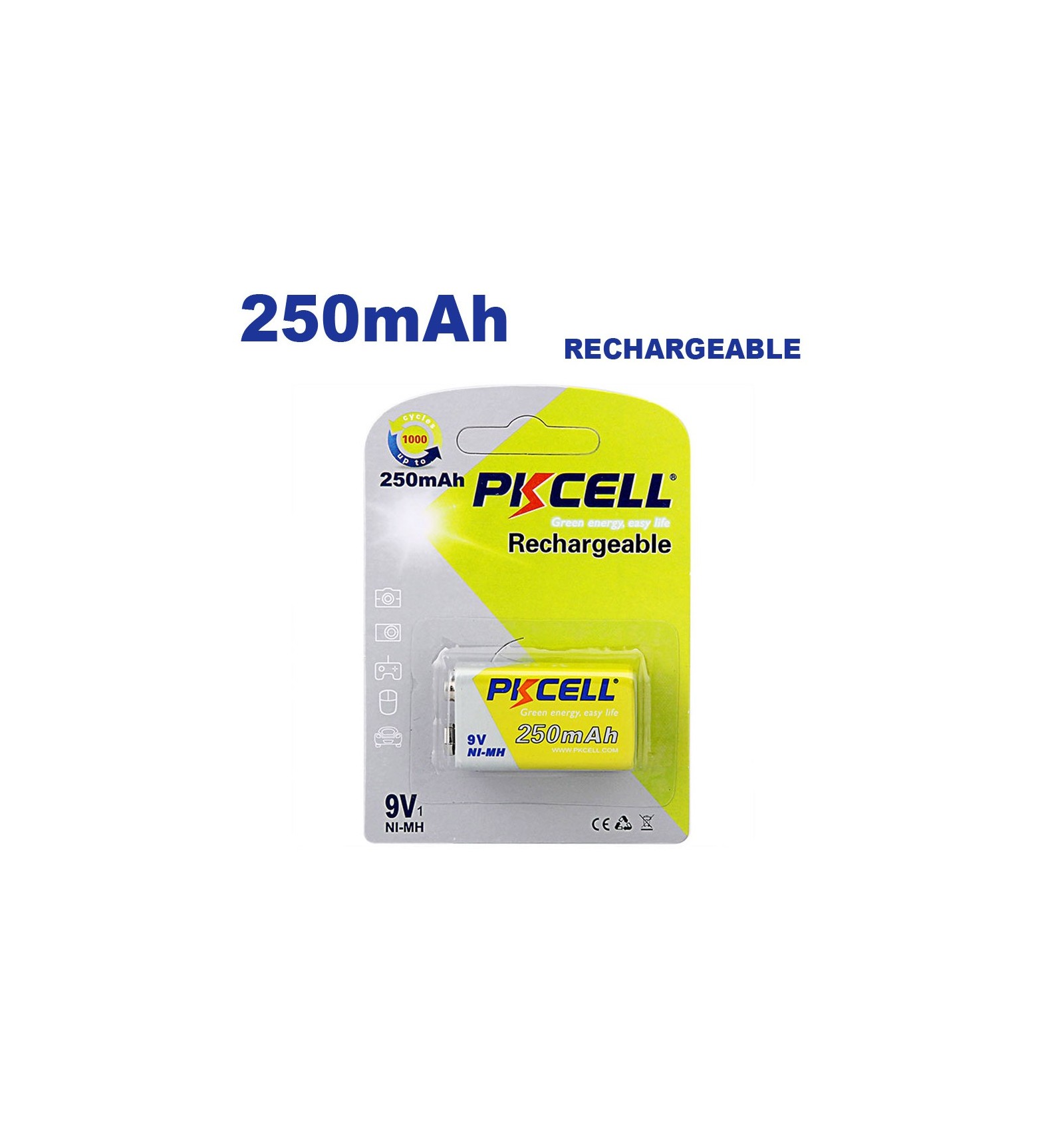 Piles Rechargeables 250mAh 9V PKCell - EuropaLamp