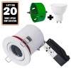 20 Spot BBC Orientable RT2012 IP20 Blanc + Ampoule GU10 5W Blanc Froid + Douille + Scie cloche 85mm