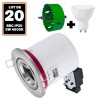 20 Spot BBC Orientable RT2012 IP20 Alu brossé + Ampoule GU10 5W Blanc Neutre + Douille + Scie cloche 85mm