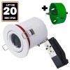 20 Support Spot BBC RT2012 IP20 Orientable Blanc avec Douille GU10 + Scie cloche 85mm