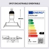 5 Spot encastrable orientable BLANC avec GU10 LED de 5W eqv. 40W Blanc Chaud 3000K