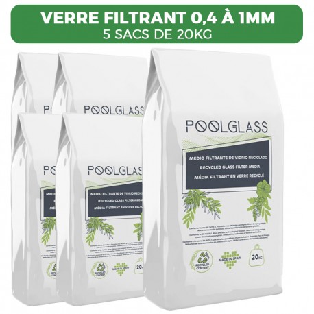 5 sacs de 20KG Verre filtrant 0,4 a 1mm