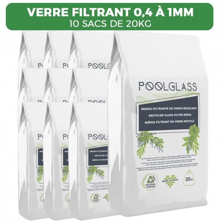 10 sacs de 20KG Verre filtrant 0,4 a 1mm