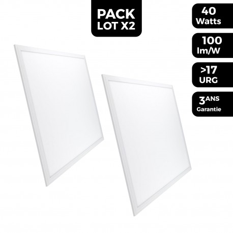 Dalle LED 600x600 40W lot de 2 pcs Blanc froid 6000k Haute Luminosité - Plusieurs modèles disponibles