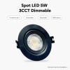 Spot LED Encastrable 5W – 3CCT – Noir Orientable & Dimmable