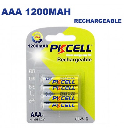 Blister x4 NI-MH Piles Rechargeables AAA 1200mAh 1.2V PKCell