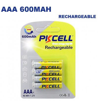Blister x 4 NI-MH batteries prepaid AAA 600mAh 1.2V PKCell