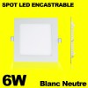 Spot Encastrable LED Carre Downlight Panel Extra-Plat 6W Blanc Neutre 4000K