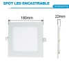 Spot Encastrable LED Carre Downlight Panel Extra-Plat 15W Blanc Chaud 6000k