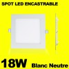 Spot Encastrable LED Carre Downlight Panel Extra-Plat 18W Blanc Neutre 4000k
