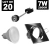 10 Spots carré encastrable orientable Alu brossé avec GU10 LED de 7W eqv. 56W    