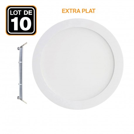 10 Spot Encastrable LED 15W Rond Extra-Plat - Blanc Neutre 4500K