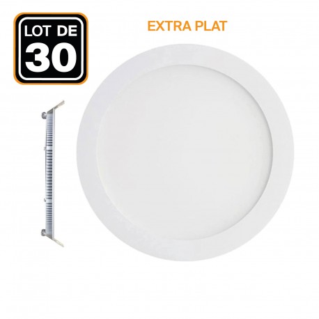 30 Spots Encastrable LED Downlight Rond Extra-Plat 18W Blanc Neutre 4500K