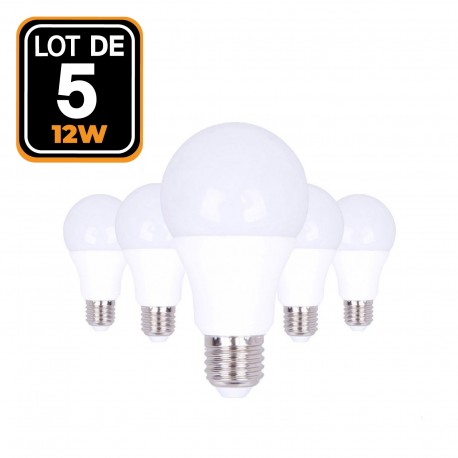 Lot de 5 Ampoules LED E27 12W Blanc Chaud 2700K - Projecteur LED Shop