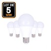 Lot de 5 Ampoules LED E27 12W Blanc Froid 6000K - Projecteur LED Shop