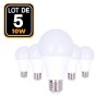 5 ampoules LED E27 A60 10W 220V 6000K blanc froid Haute Luminosité