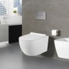 Pack Complet WC Sans Bride Bati INITIO + Cuvette + Plaque Chromée modele DESIGN