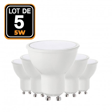 Lot de 5 Ampoules LED 5W GU10 Blanc Froid