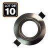 Lot de 10 collerettes supports encastrables orientables Spot LED rond alu brossé - Diametre 90mm - Trou de perçage 65mm