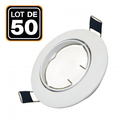 Lot de 50 Support Spot LED Orientable Rond D90 Blanc