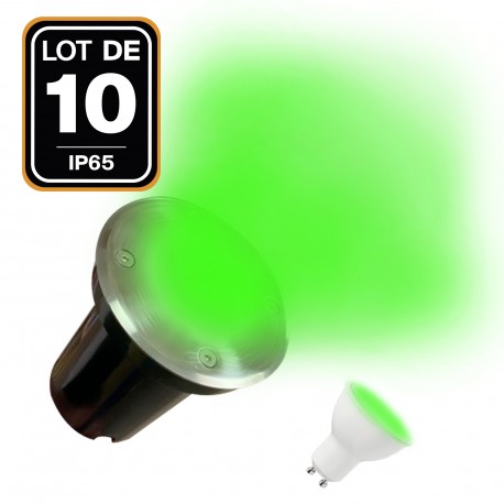 LOT de 10 Spots Encastrables de Sol + 10 Ampoules ROUGE